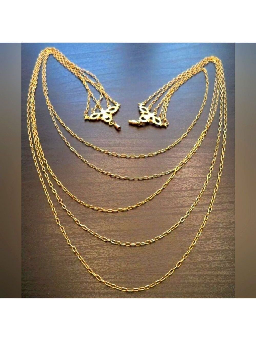 MULTI STRAND GOLD TONE 22 1/2" NECKLACE VTG ESTATE